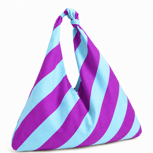 Borsa Modello Jacqueline  Righe Viola/Celeste