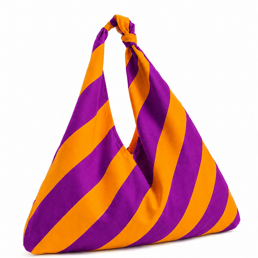 Borsa Modello Jacqueline  Righe Arancione/Prugna