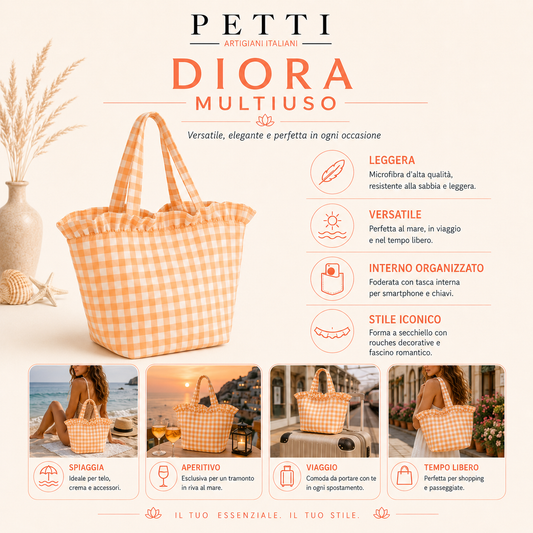 Borsa Modello Diora A Quadretti Rosso
