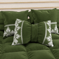 Cuscino Arredo Fiocco in Velluto e Balza con Pizzo Rebrodè 40x50 cm, Cuscino divano Verde Oliva By Sissy