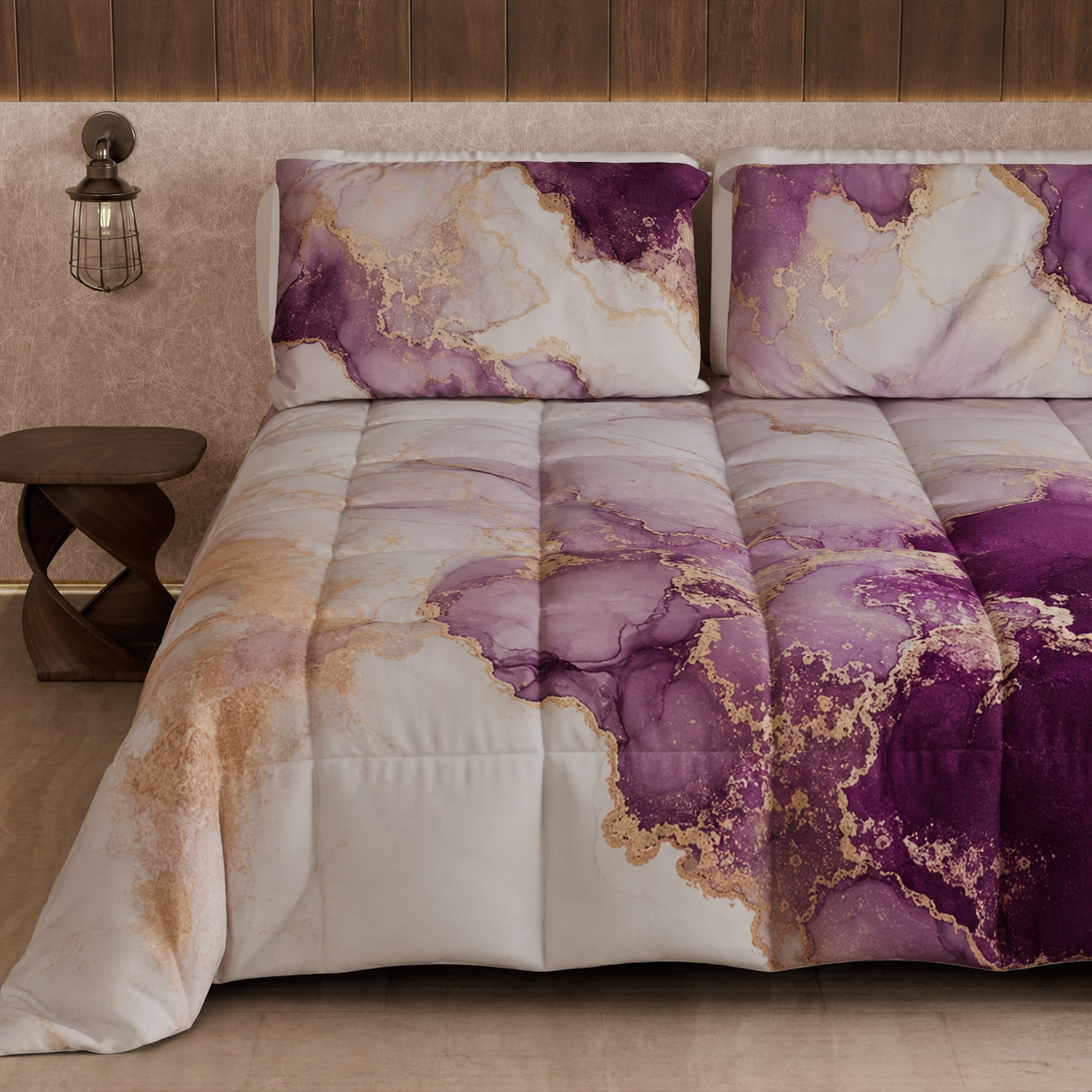 Duvet, Double Quilt, Single, Square and Half, Marble-Purple