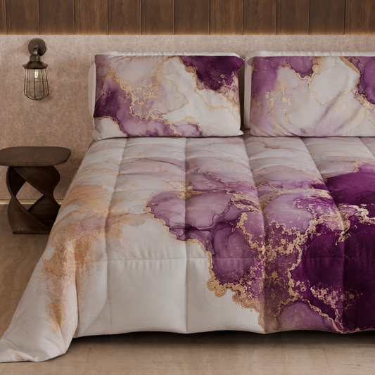 Piumone, Trapunta Matrimoniale, Singola, Piazza e Mezza, Marble 01 Viola