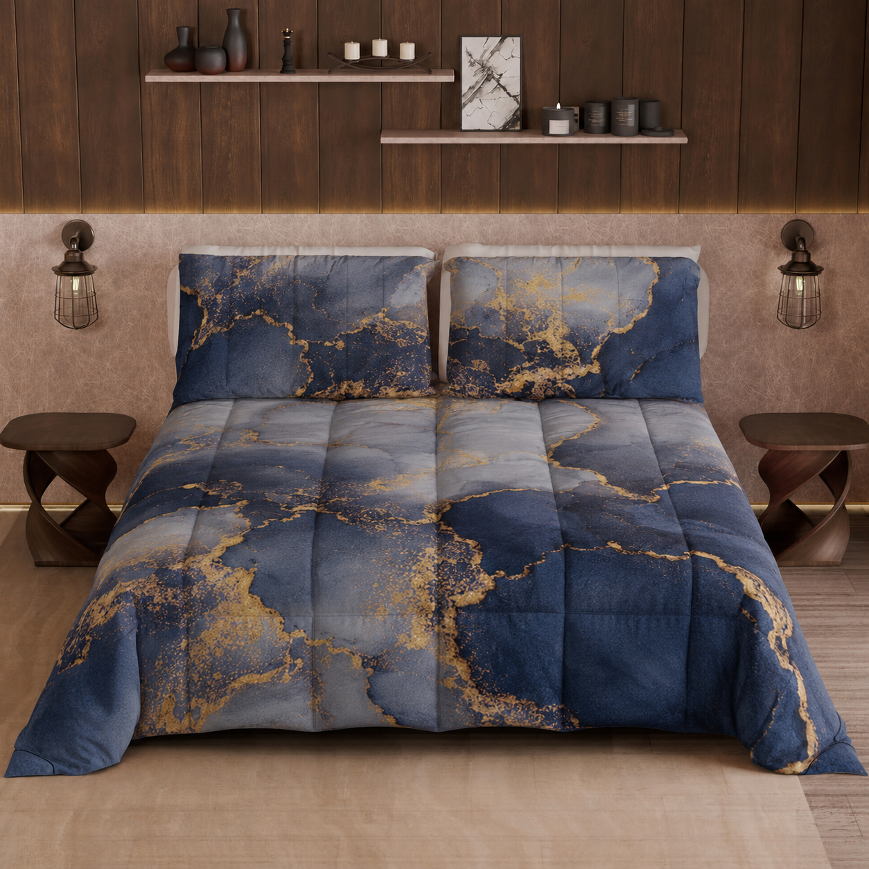 Couette, Couette Double, Simple, Une Place et Demi, Marble 08 Bleu
