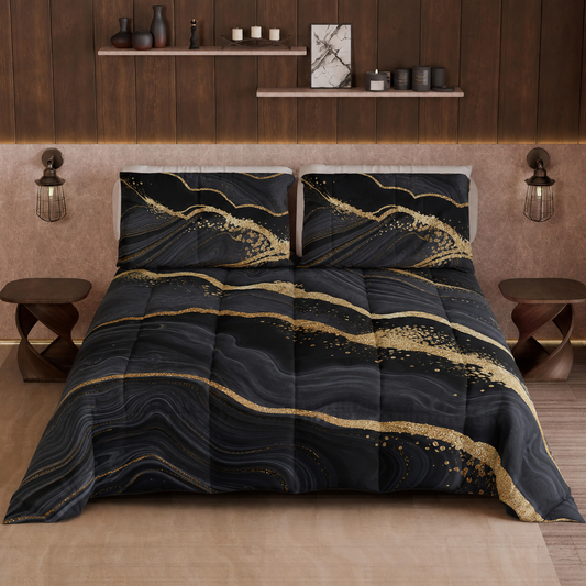 Duvet, Double Quilt, Single, Square and Half, Marble-Nero
