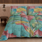 Couette, matelassée double, simple, une place et demie Tropical Multicolore