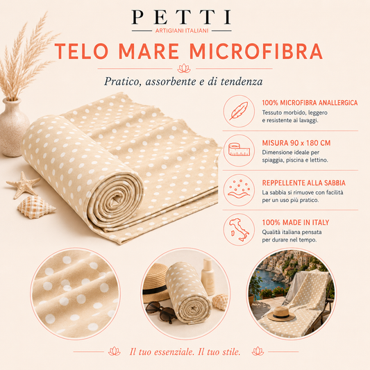 Telo Mare Microfibra, Asciugamano Mare, Telo per Lettino Pois 22