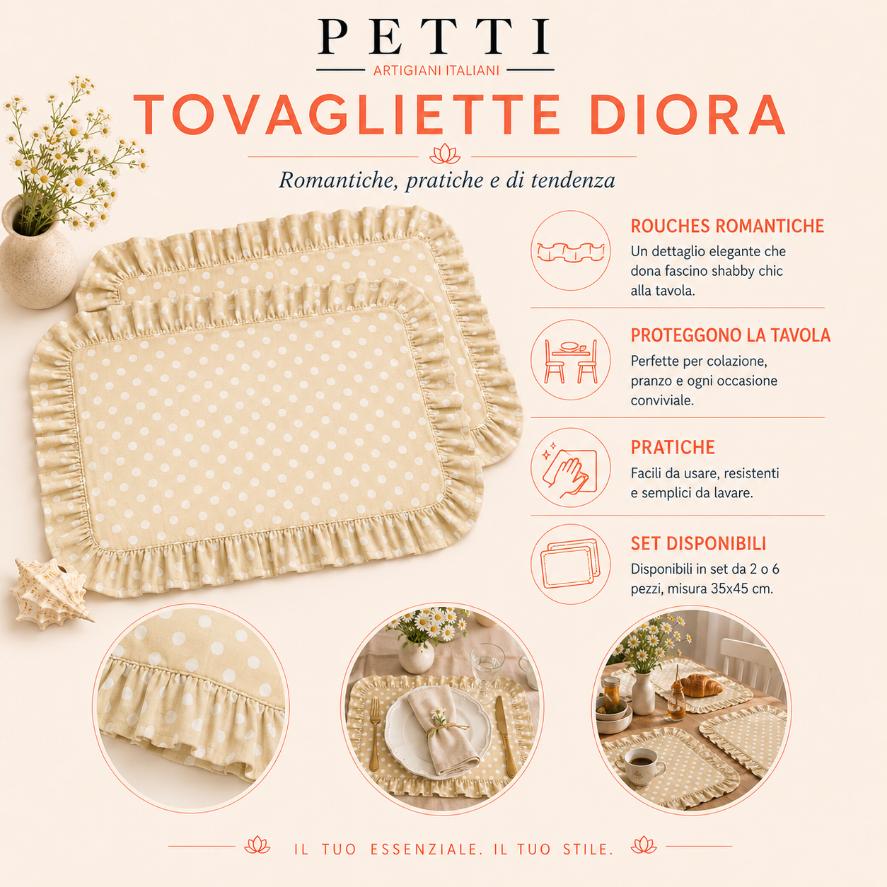 Tovagliette Americane con Rouches Pois 23
