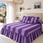 Lenzuolo Copriletto e Federe in Microfibra con Rouches Le Righe Viola/Celeste