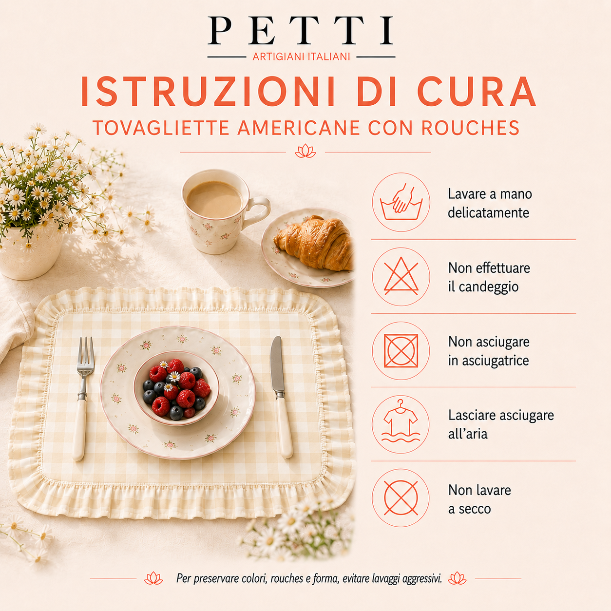 Tovagliette Americane con Rouches A Quadretti Bordeaux