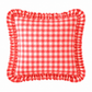 Cuscino Arredo con Rouches A Quadretti Rosso