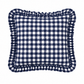 Cuscino Arredo con Rouches A Quadretti Blu Notte