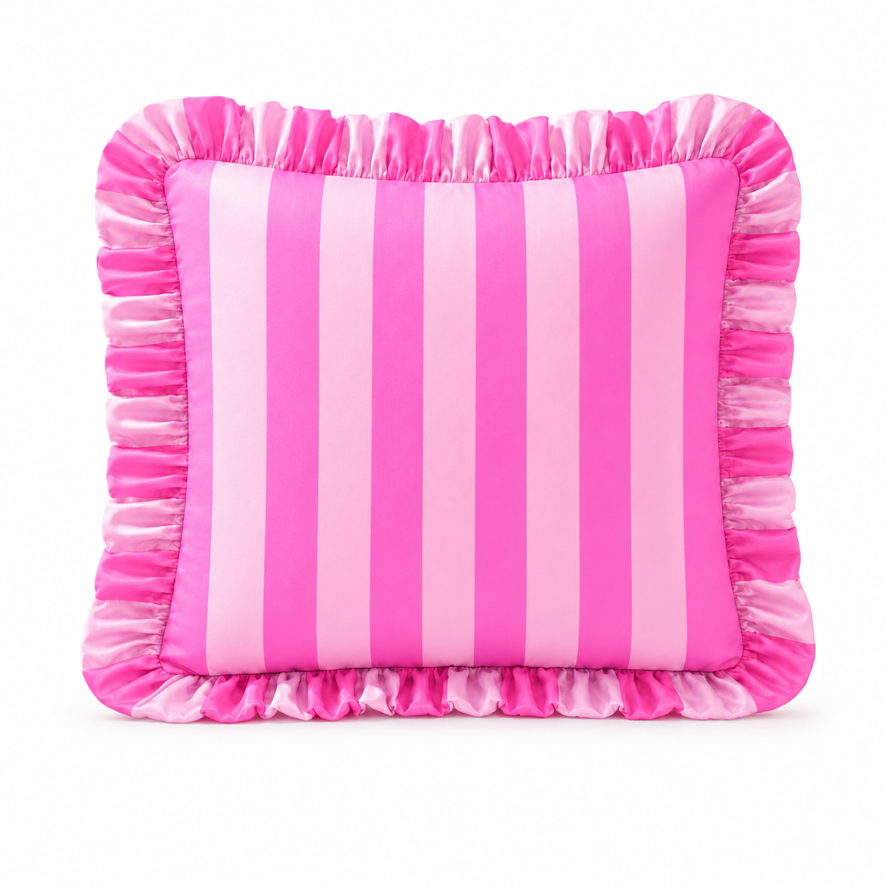 Cuscino Arredo con Rouches Righe Fucsia/Rosa