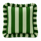 Cuscino Arredo con Rouches Righe Verde Scuro/Salvia
