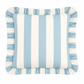 Cuscino Arredo con Rouches Righe Bianco/Celeste