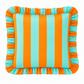 Cuscino Arredo con Rouches Righe Arancione/Tiffany