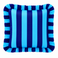 Cuscino Arredo con Rouches Righe Celeste/Blu Elettrico