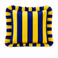 Cuscino Arredo con Rouches Righe Giallo/Blu Elettrico