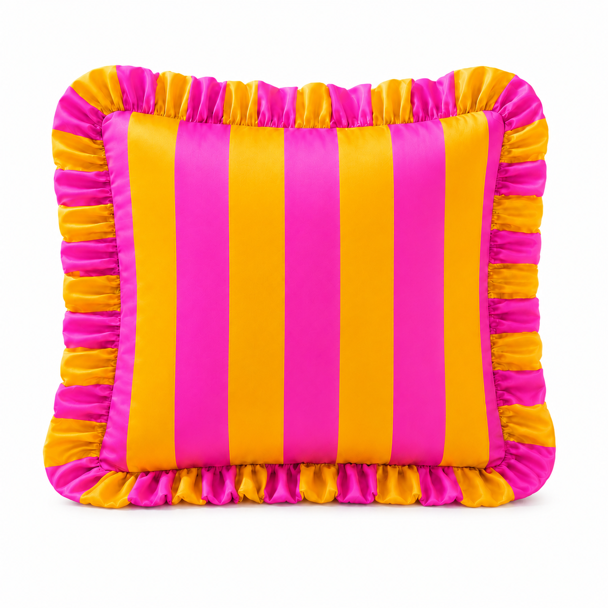 Cuscino Arredo con Rouches Righe Arancione/Fucsia
