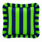 Cuscino Arredo con Rouches Righe Verde Fluo/Blu Notte