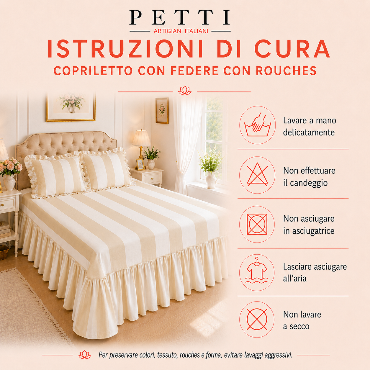 Lenzuolo Copriletto e Federe in Microfibra con Rouches Le Righe Bianco/Verde Scuro