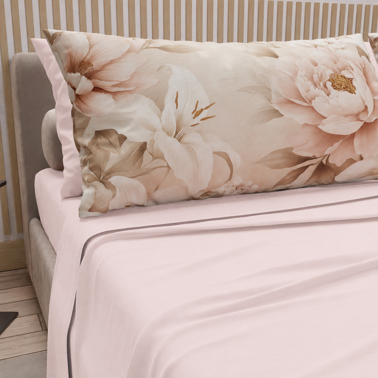 Draps en Coton, Parure de Lit avec Taies d'Oreiller en Impression Digitale Florale F26
