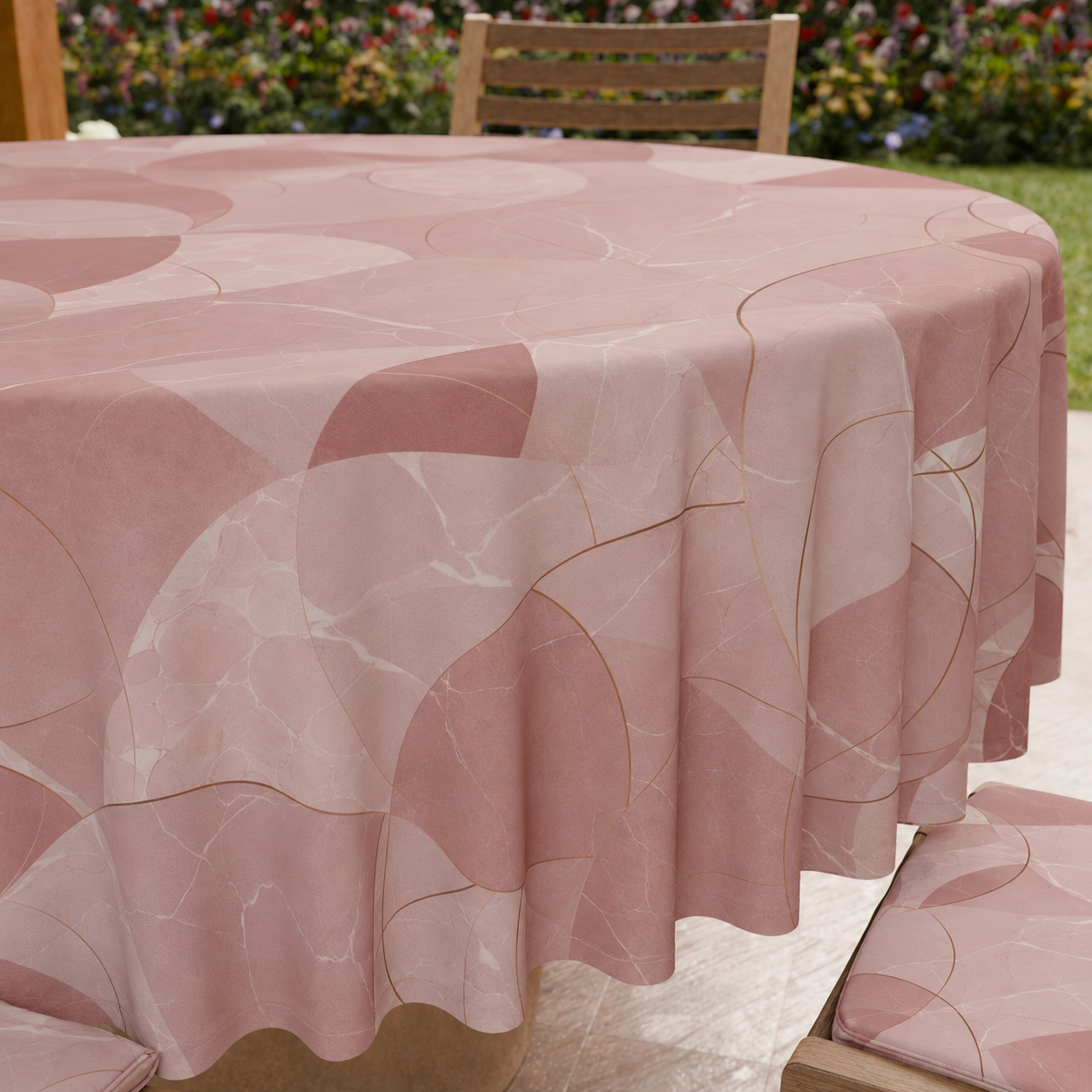 Tovaglia Rotonda Antimacchia Elegante - Ideale per cucina e sala da pranzo Geo Cerchio Rosa