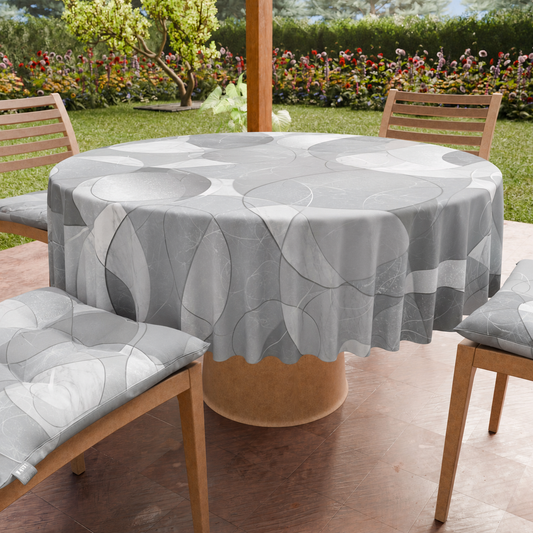 Tovaglia Rotonda Antimacchia Elegante - Ideale per cucina e sala da pranzo Geo Cerchio Silver