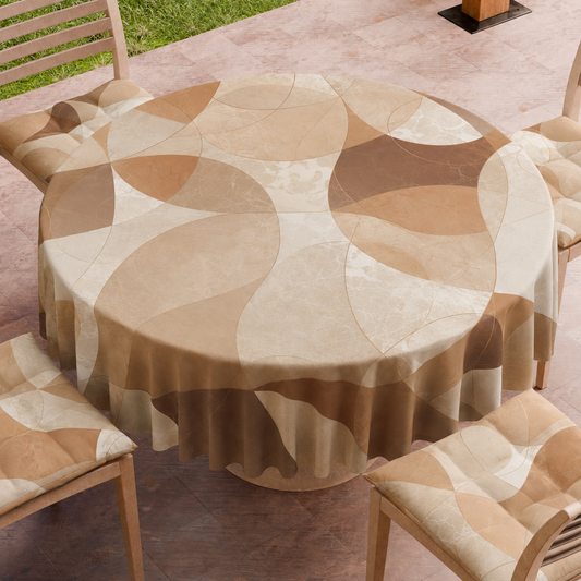 Tovaglia Rotonda Antimacchia Elegante - Ideale per cucina e sala da pranzo Geo Cerchio Beige