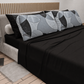 Lenzuola in Cotone, Completo Letto con Federe in Stampa Digitale Geo Cerchio Nero Argento