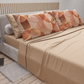 Lenzuola in Cotone, Completo Letto con Federe in Stampa Digitale Geo Cerchio Rame Beige