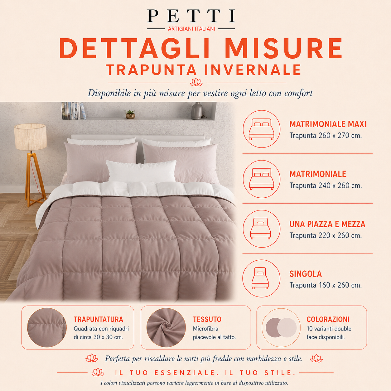 Piumone Trapunta Matrimoniale, Singola, Piazza e Mezza, Lilla Viola