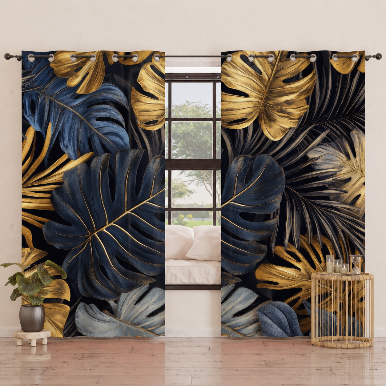 Tenda Arredo da Interno a Pannelli con Anelli Floreale 04-186