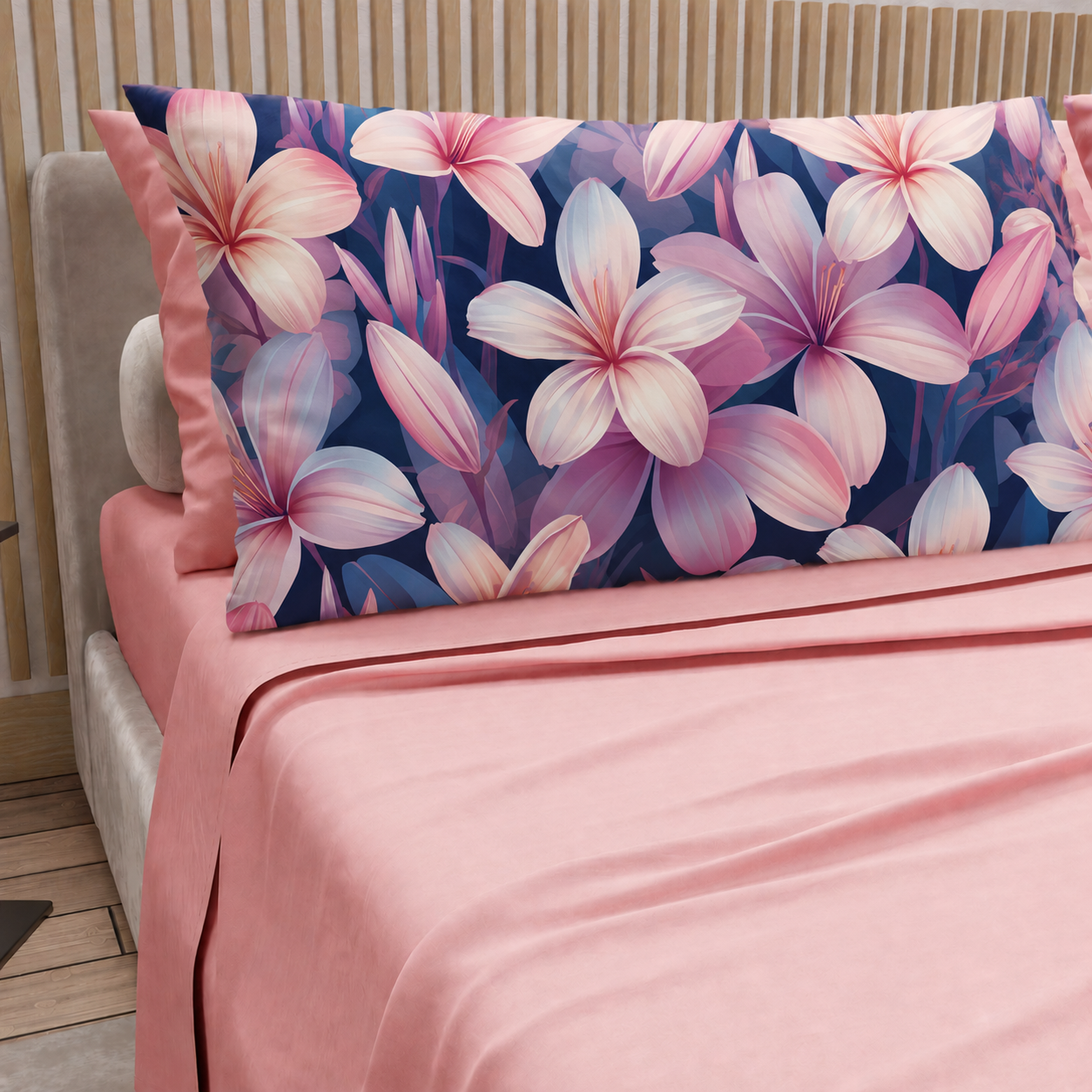 Lenzuola in Cotone, Completo Letto con Federe in Stampa Digitale Petalo 16 Rosa