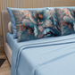 Lenzuola in Cotone, Completo Letto con Federe in Stampa Digitale Petalo 21 Celeste.