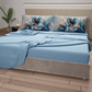Lenzuola in Cotone, Completo Letto con Federe in Stampa Digitale Petalo 21 Celeste.
