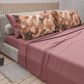 Lenzuola in Cotone, Completo Letto con Federe in Stampa Digitale Petalo 25 Cipria Scuro