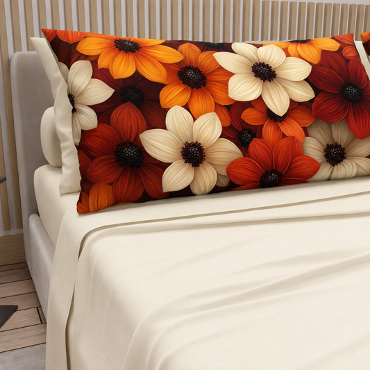 Lenzuola in Cotone, Completo Letto con Federe in Stampa Digitale Autunno 05 Panna