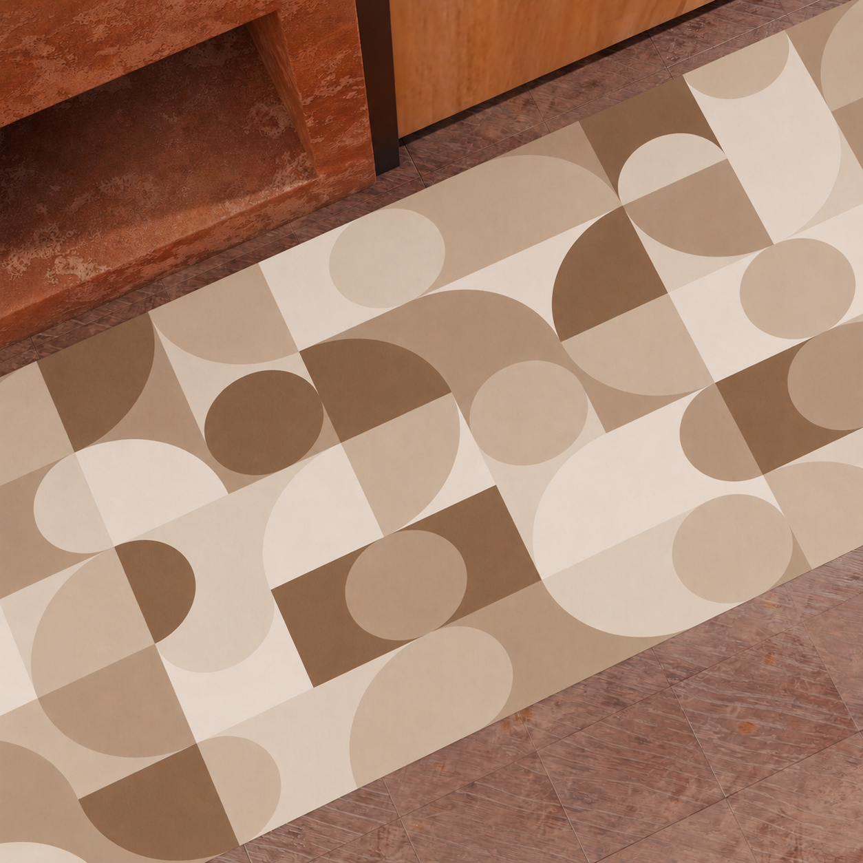Tappeto Cucina Antiscivolo Passatoia Cucina lavabile, Cucina Circle Beige.