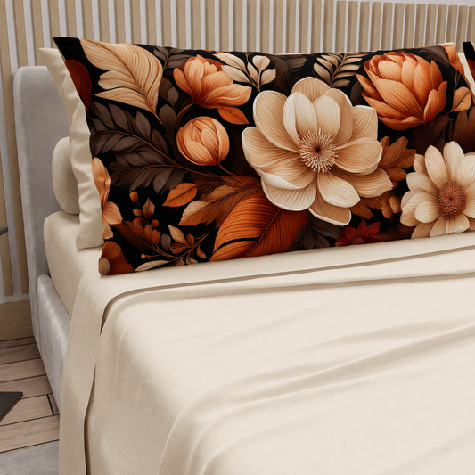 Lenzuola in Cotone, Completo Letto con Federe in Stampa Digitale Autunno 11 Panna