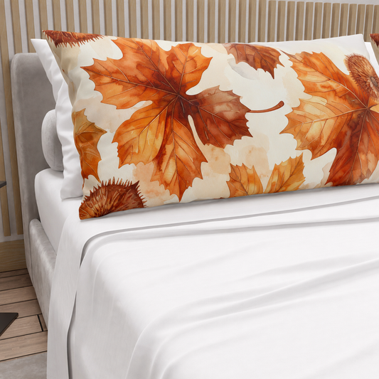 Lenzuola in Cotone, Completo Letto con Federe in Stampa Digitale Autunno 14 Bianco