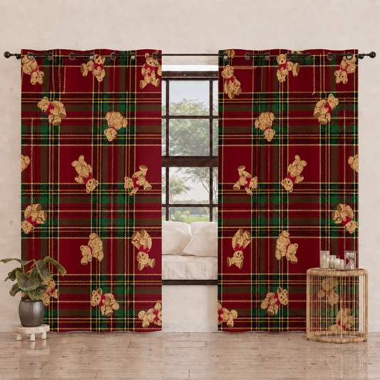 Tenda Arredo da Interno a Pannelli con Anelli Orsetto Tartan