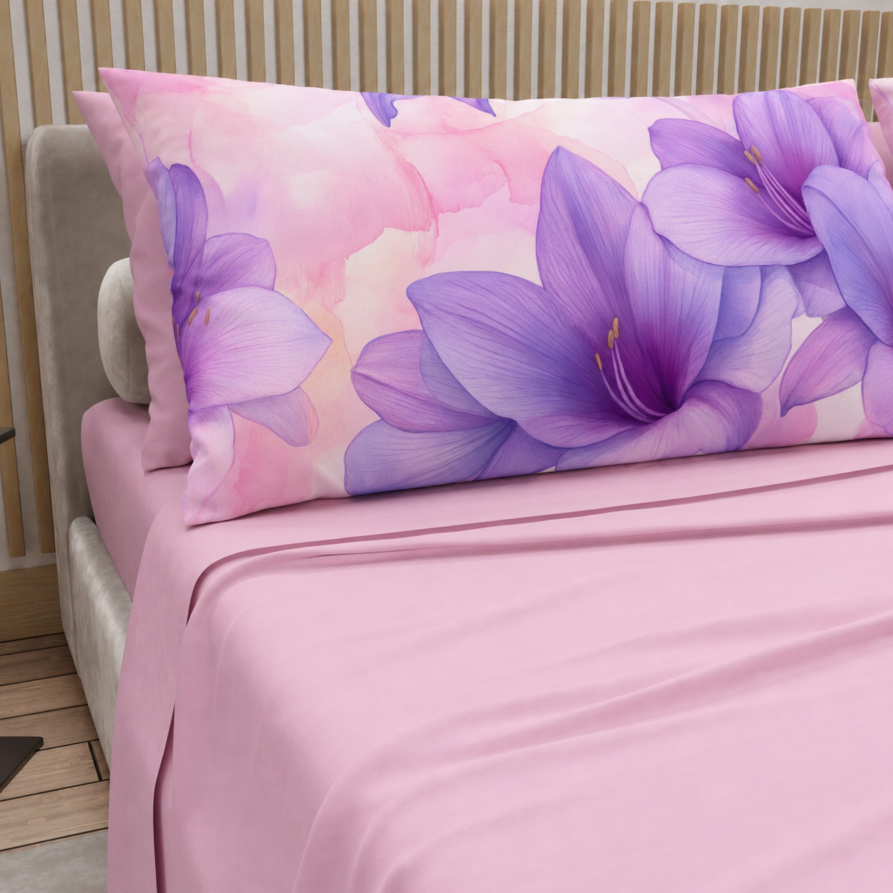 Lenzuola in Cotone, Completo Letto con Federe in Stampa Digitale Petalo 06 Rosa