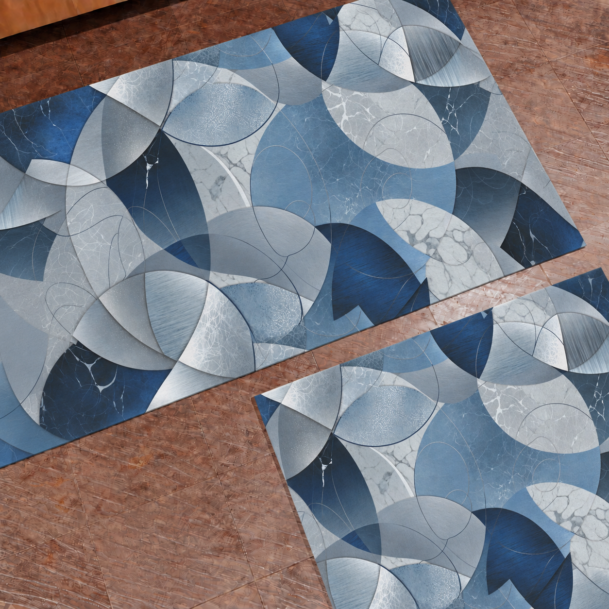 Tapis de Cuisine Antidérapant Passatoia Cuisine lavable, Cuisine Geo - Cercle Bleu