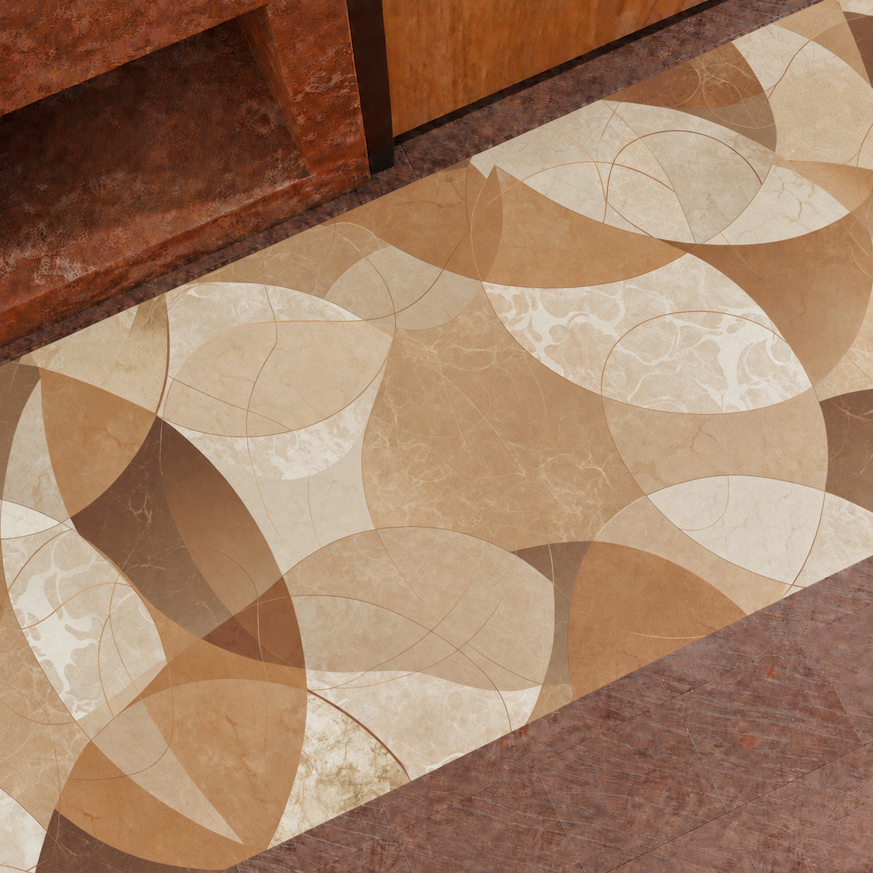 Tappeto Cucina Antiscivolo Passatoia Cucina lavabile, Cucina Geo - Cerchio Beige