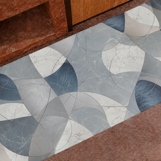 Tappeto Cucina Antiscivolo Passatoia Cucina lavabile, Cucina Geo - Cerchio Jeans