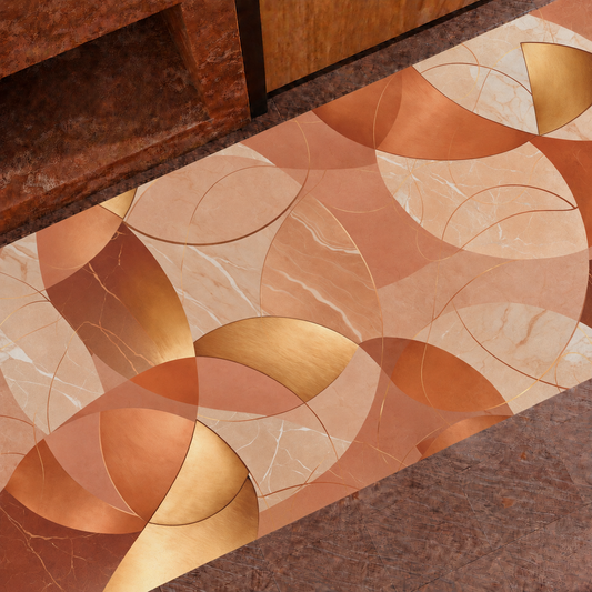Tapis de cuisine antidérapant, couloir de cuisine lavable, Cuisine Geo - Cercle Cuivre