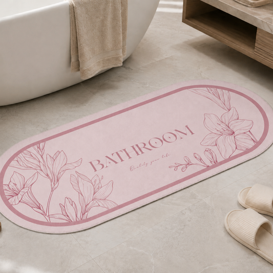 Tappeto Bagno Stampa Digitale Forma Ovale Clean Cipria