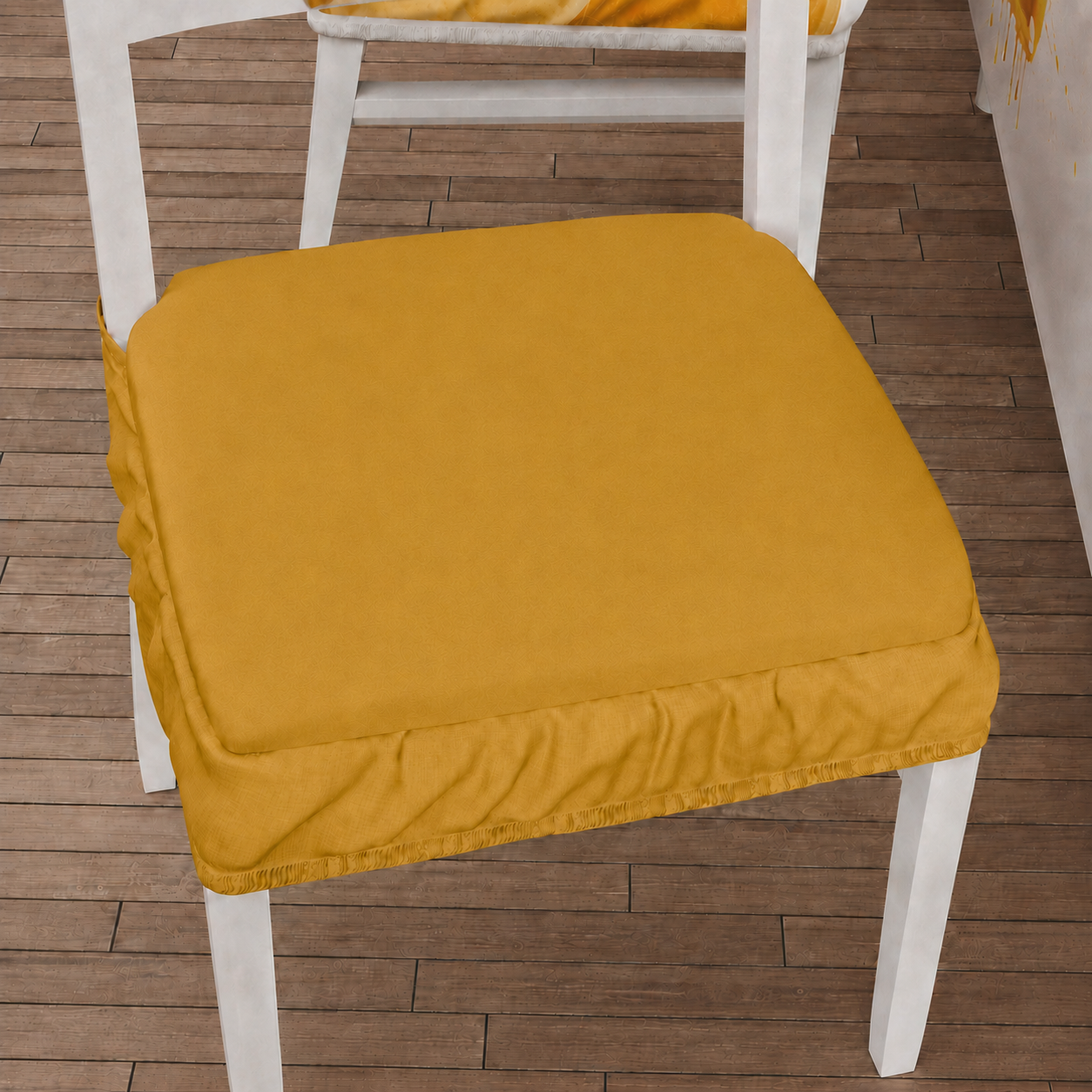Cuscini per Sedie con Elastico in Tinta Unita Giallo Ocra