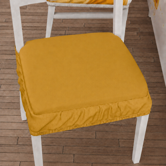 Cuscini per Sedie con Elastico in Tinta Unita Giallo Ocra