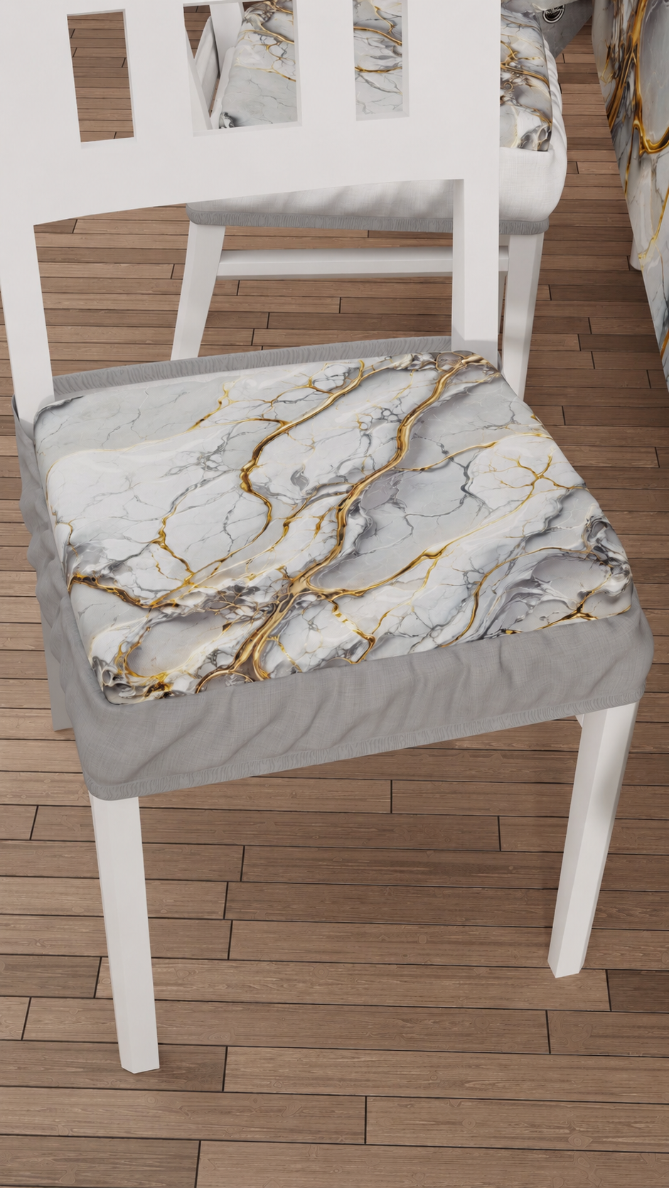 Coprisedia con Elastico Effetto Marmo Grigio Chiaro | Set 2 o 6 Pz | PETTI